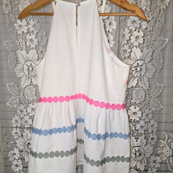 Entro Summer Top, Peplum, White With Colored Trim, Womens Small - Picture 4 of 6